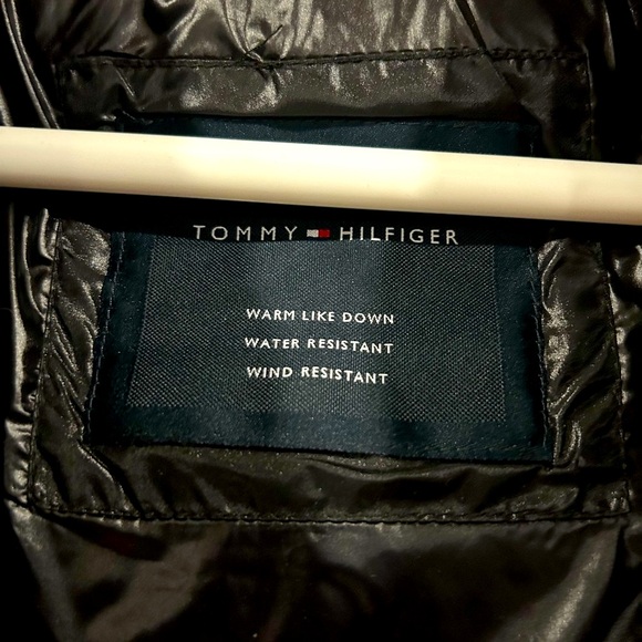 🔥 Tommy Hilfiger Hooded Shiny Puffer Winter Jacket Waterproof Metallic - Picture 6 of 9